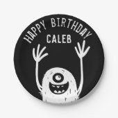 かわいい小さなモンスターカスタム誕生日ボーイズ紙プラ ペーパープレート (正面)