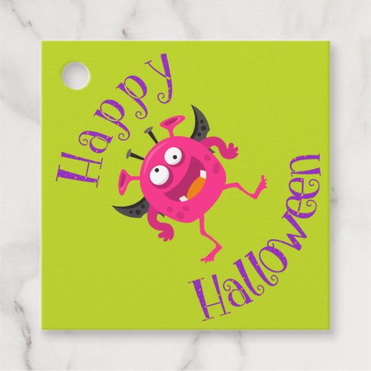 かわいい小さなモンスターグリーンハローウィンパーティの好意T フェイバータグ (正面)