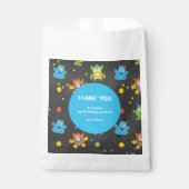 かわいい小さなモンスターシャルボードをテーマにした誕生日 フェイバーバッグ (正面)