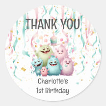 かわいい小さなモンスターズ 1歳の誕生日 おめでとう