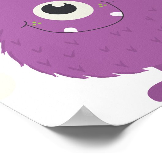 かわいい小さなモンスターハッピーバースデーパーティー、任意の年齢 ポスター (角)