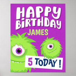 かわいい小さなモンスターパープル ポスター