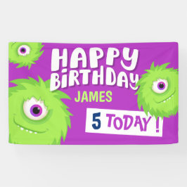 かわいい小さなモンスターパープル 横断幕