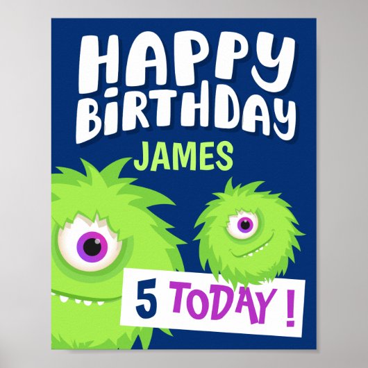 かわいい小さなモンスターブルー ポスター (正面)