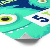 かわいい小さなモンスターブルー ポスター (角)