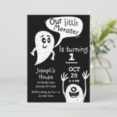 かわいい小さなモンスターボーイズ最初の誕生日 招待状 (スタンド正面)