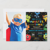 かわいい小さなモンスターボーイ1歳の誕生日鮮やか写真 招待状 (正面)
