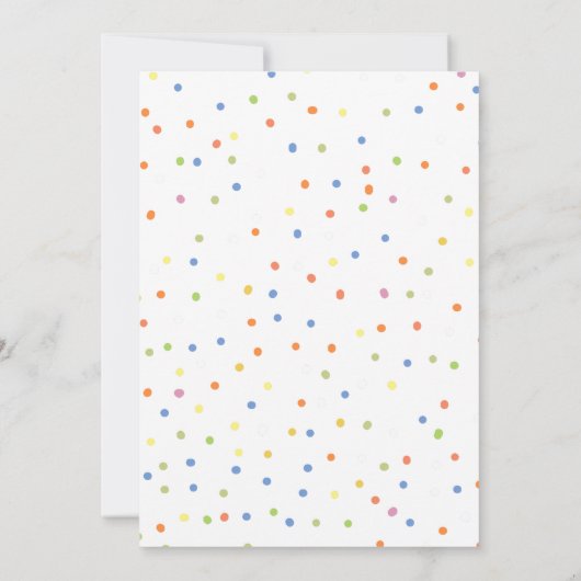 かわいい小さなモンスター水玉模様をテーマにした誕生日 招待状 (裏面)