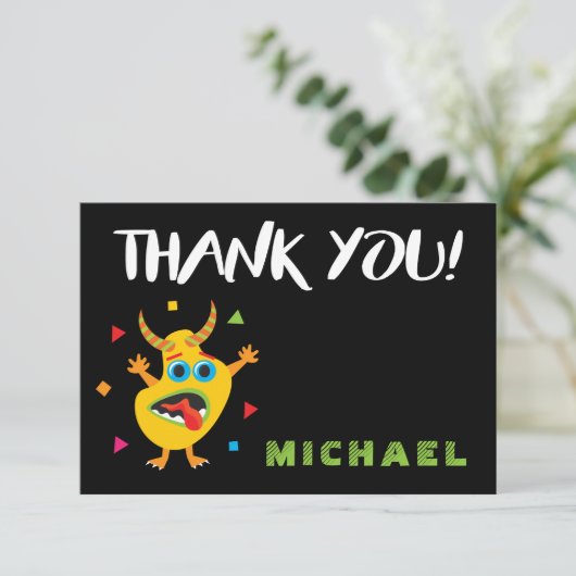 かわいい小さなモンスター誕生日ありがとう 招待状 (スタンド正面)