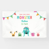 かわいい小さなモンスター誕生日キッズボーイカラフル 横断幕 (横)