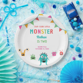 かわいい小さなモンスター誕生日ボーイハロウィーン ペーパープレート