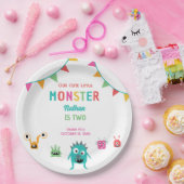 かわいい小さなモンスター誕生日ボーイハロウィーン ペーパープレート (パーティー)