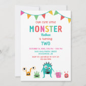 かわいい小さなモンスター誕生日ボーイハロウィーン 招待状 (正面)