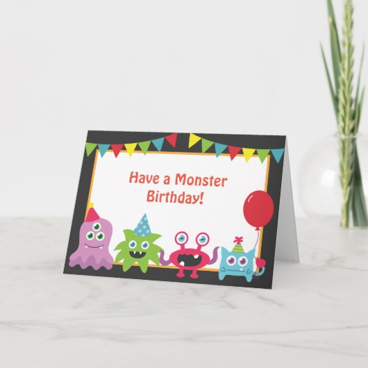 かわいい小さなモンスター お誕生日おめでとう カード (正面)