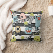 かわいい小さなモンスター モダン シック ウォーターカラー ストライプ クッション (ブランケット)