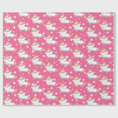 かわいい小さなユニコーンと星のタイルパーティーラップ ラッピングペーパー (フラット)