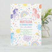 かわいい小さなユニコーンのパーティー招待状 招待状 (スタンド正面)