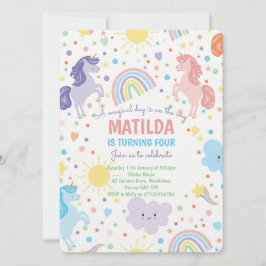 かわいい小さなユニコーンのパーティー招待状 招待状