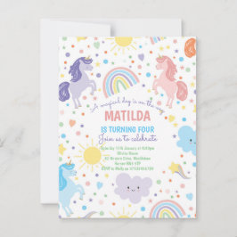 かわいい小さなユニコーンのポストカードパーティー招待状 ポストカード