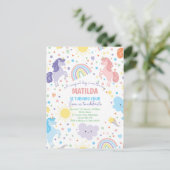 かわいい小さなユニコーンのポストカードパーティー招待状 ポストカード (スタンド正面)