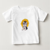 かわいい小さなヨークシャー犬とヒマワリの芸術 ベビーTシャツ (正面)