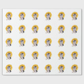 かわいい小さなヨークシャー犬とヒマワリの芸術 ラッピングペーパー (フラット)