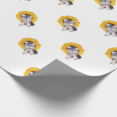 かわいい小さなヨークシャー犬とヒマワリの芸術 ラッピングペーパー (角)