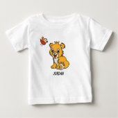 かわいい小さなライオンと鳥 ベビーTシャツ (正面)