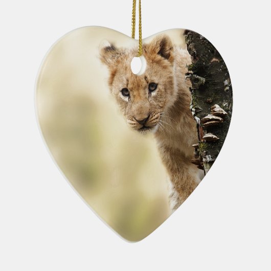 かわいい小さなライオンの可愛い範囲 セラミックオーナメント (右)