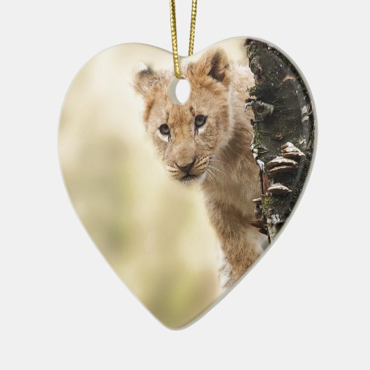 かわいい小さなライオンの可愛い範囲 セラミックオーナメント (左)