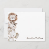 かわいい小さなライオン、ヒッポ&ゾウの子供たち文房具 ノートカード (正面)