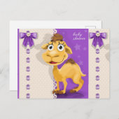 かわいい小さなラクダ赤ちゃんシャワー インビテーションポストカード (正面/裏面)