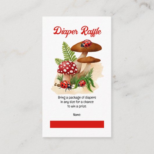 かわいい小さなラディバグ赤ちゃんシャワーおむつラッフル エンクロージャーカード (正面)