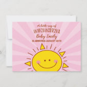 かわいい小さなレイオブサンシャインピンクベビー到着 案内状 (正面)