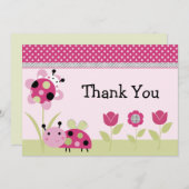 かわいい小さなレディバグズベビーシャワーサンキューカード サンキューカード (正面/裏面)
