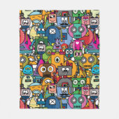 かわいい小さなロボットのパターン フリースブランケット (正面)