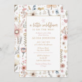 かわいい小さなワイルドフラワー赤ちゃんシャワー 招待状 (正面/裏面)
