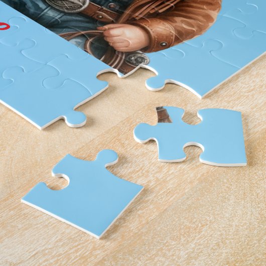 かわいい小さな乗馬付きカウボーイ ジグソーパズル (側面)