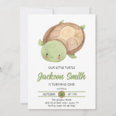 かわいい小さな亀の水の色の誕生日パーティーの招待 招待状 (正面)