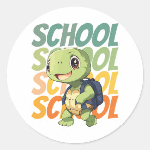 かわいい小さな亀の贈り物アイディアのための新学期 ラウンドシール