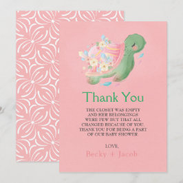かわいい小さな亀の赤ちゃんシャワーサンキューカード サンキューカード