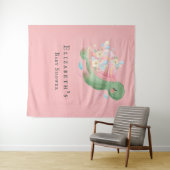 かわいい小さな亀ピンクの赤ちゃん女の子シャワー タペストリー (インサイチュ(横))