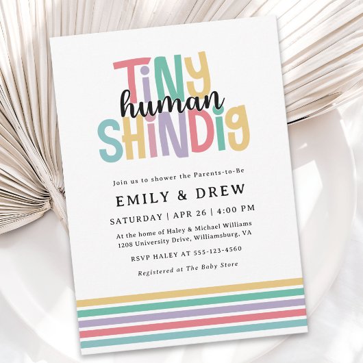 かわいい小さな人間しんぞう夫婦の赤ちゃんシャワー 招待状