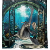 かわいい小さな人魚のザーダゴンと。 シャワーカーテン (正面)