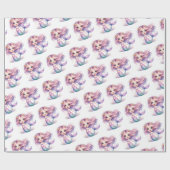 かわいい小さな人魚の水色の紫のターコイズ ラッピングペーパー (フラット)