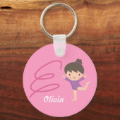 かわいい小さな体操少女とリボン体操 キーホルダー (正面)