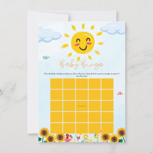 かわいい小さな光線のサンシャインベビービンゴゲーム 招待状 (正面)