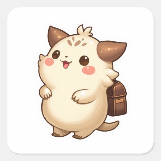 かわいい小さな冒険家キャラクターステッカーシート スクエアシール (正面)