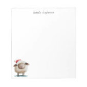 かわいい小さな冬の羊のパーソナライズされた名前 ノートパッド (正面)