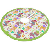 かわいい小さな動物クリスマスパターンの子ども ブラッシュドポリエステルツリースカート (アングル)